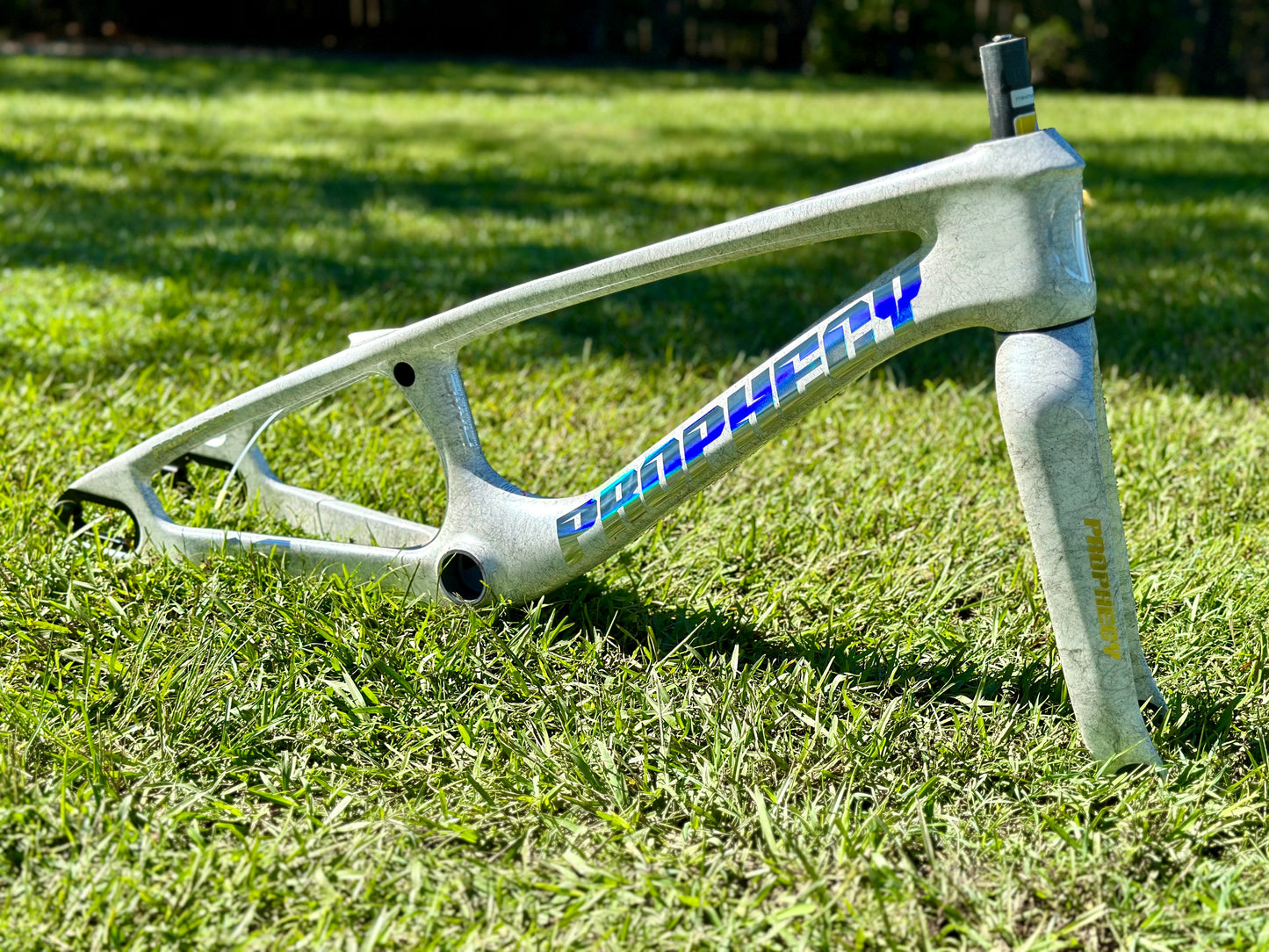 2024 Prophecy SCUD EVO3 Carbon BMX Disc Frame & Forks Kit Gloss White Black Splatter