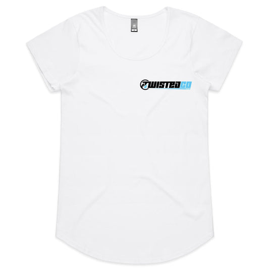 Twisted Co Womens White Mali T-Shirt - Light Blue Logo